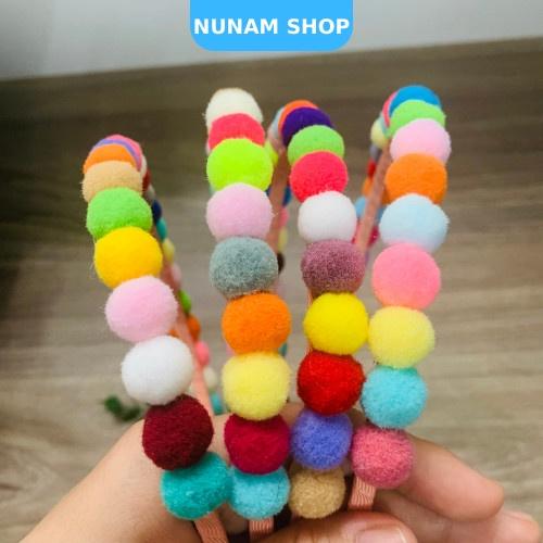 Bờm cài tóc phối cục bông sắc màu ngộ ngĩnh cute siêu hot Nunam shop