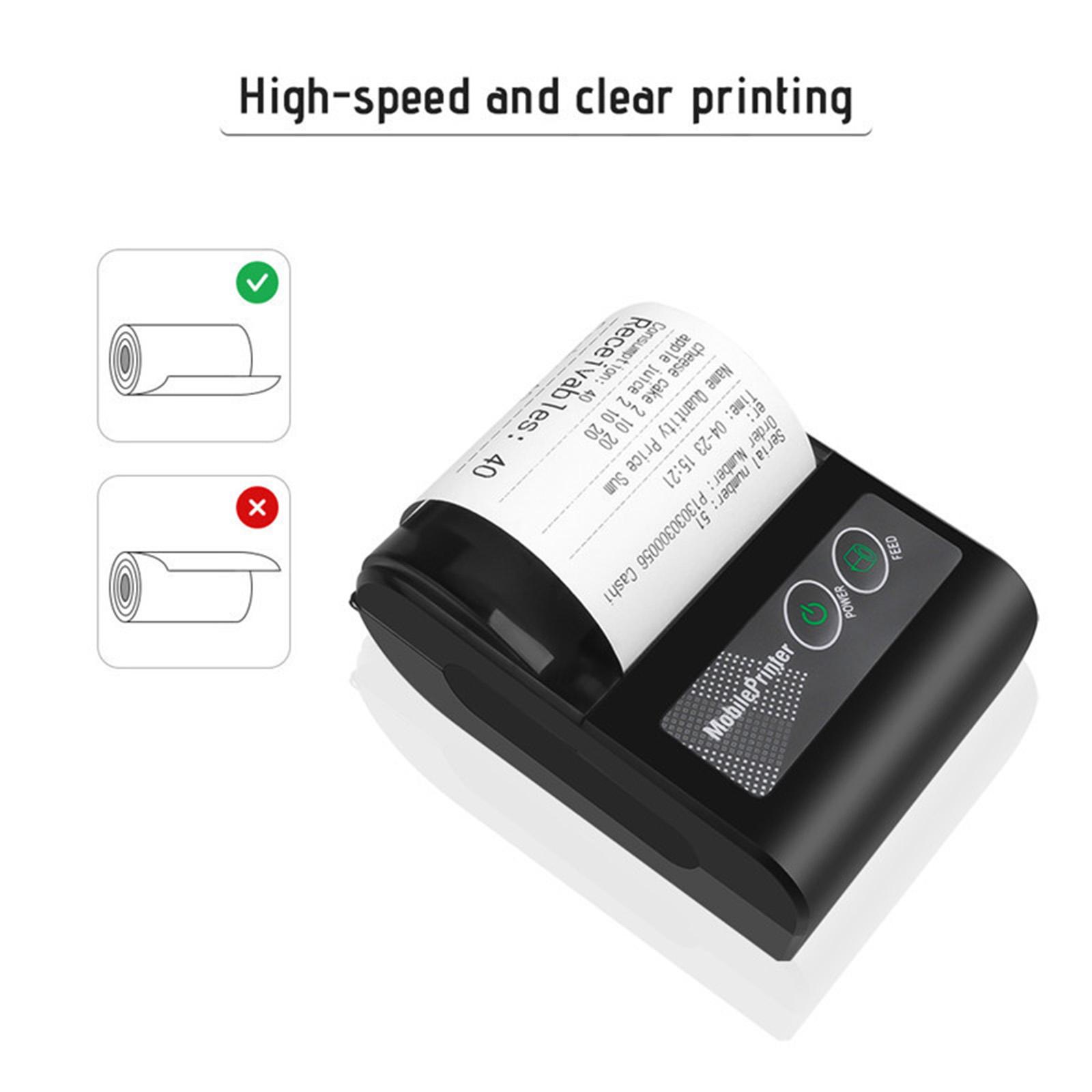 Black Bluetooth Printer Bill Thermal Receipt Printer Paper for IOS New