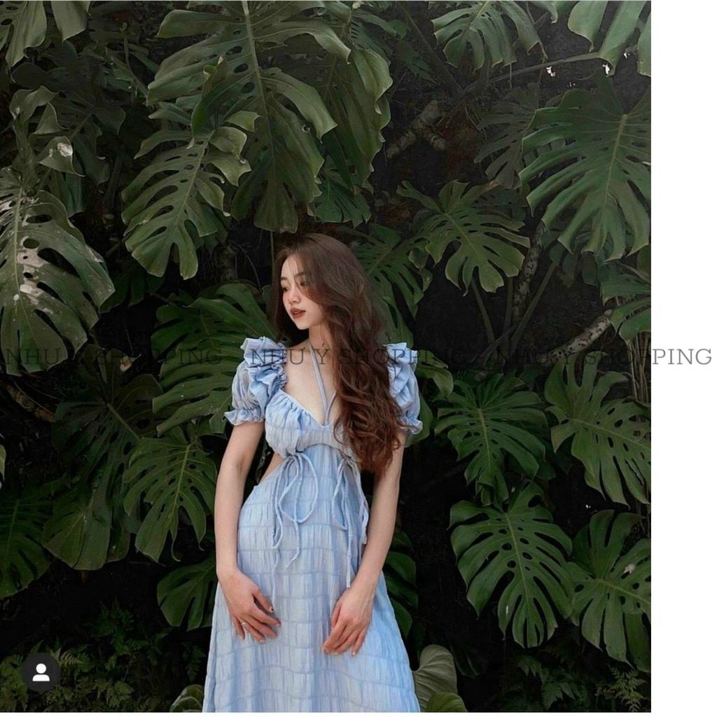 Đầm maxi đi biển chất thun xốp co giãn kiểu cắt xẻ sexy 4 màu hot trend mùa hè-TPxop