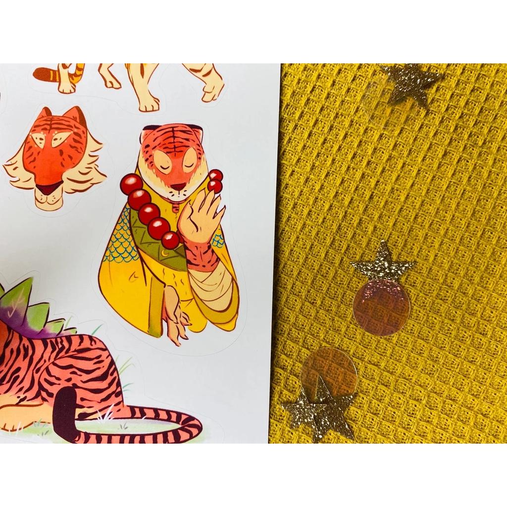 Sticker sheet tiger - chuyên dán, trang trí sổ nhật kí, sổ tay | Bullet journal sticker - unim002