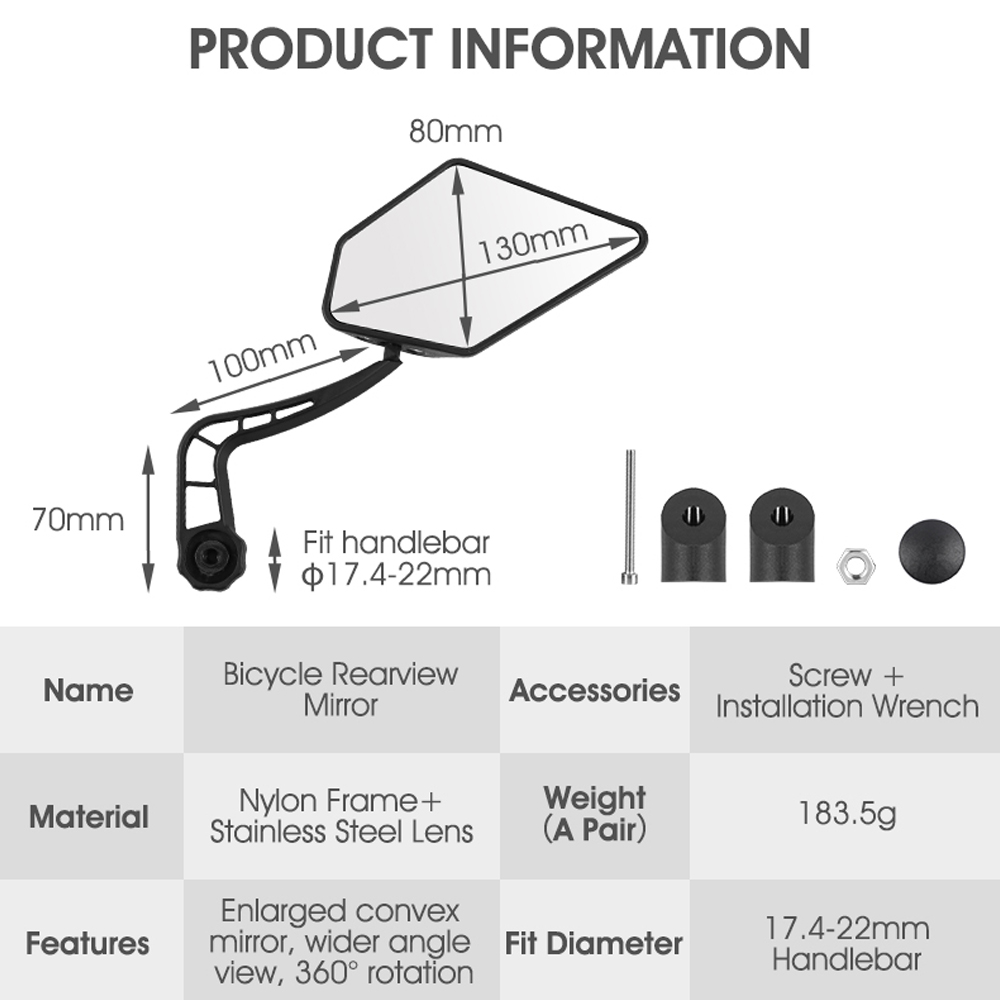 Cặp Gương chiếu hậu xe đạp WEST BIKING 360 °phù hợp các loại xe leo núi