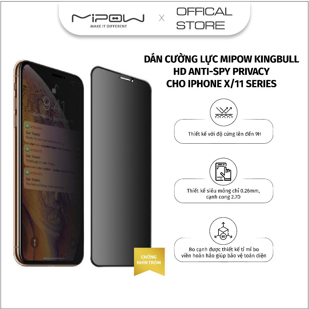 Miếng cường lực chống nhìn trộm Mipow Kingbull Premium HD cho iPhone XR/XS/XSM/11/11Pro/11Pro Max - Hàng chính hãng