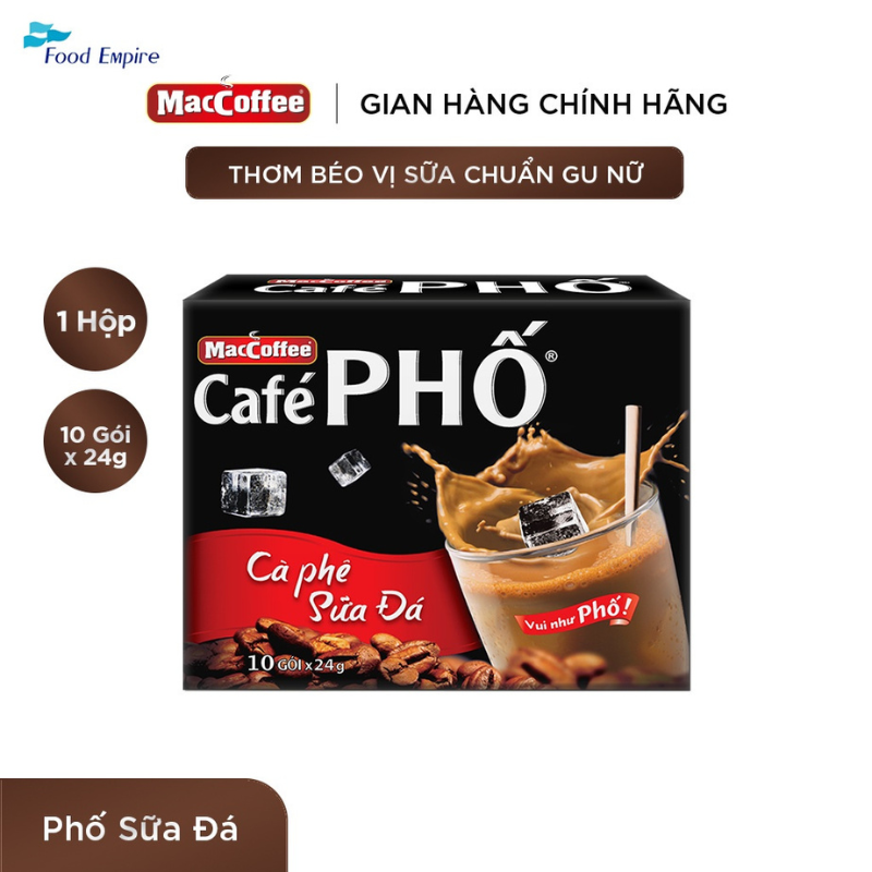 Cà phê Phố Sữa Đá - Maccoffee (hộp 10 gói x 24g)