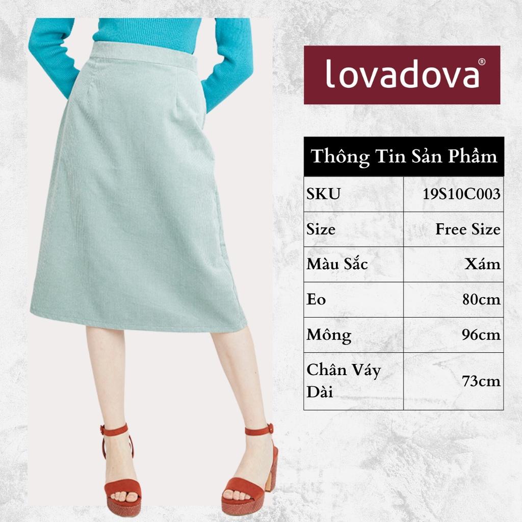 Chân váy nhung xanh rêu - Lovadova 19S10C003