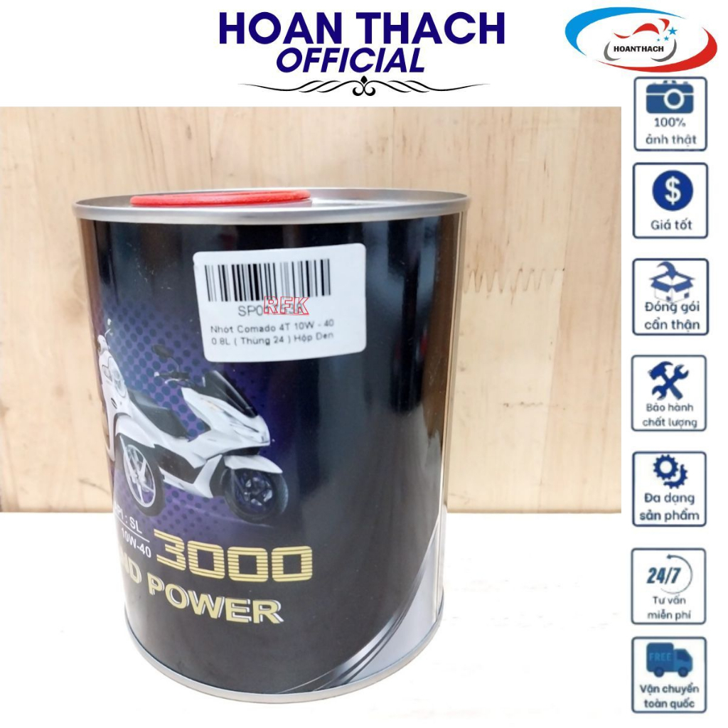 Nhớt Xe Ga Comado 4T 10W - 40 0.8L Hộp Đen HOANTHACH SP017538