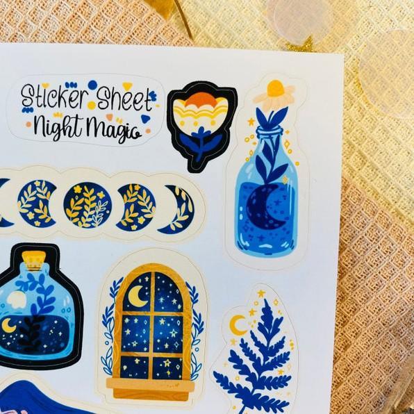 Sticker sheet night magic - chuyên dán, trang trí sổ nhật kí, sổ tay | Bullet journal sticker - unim060