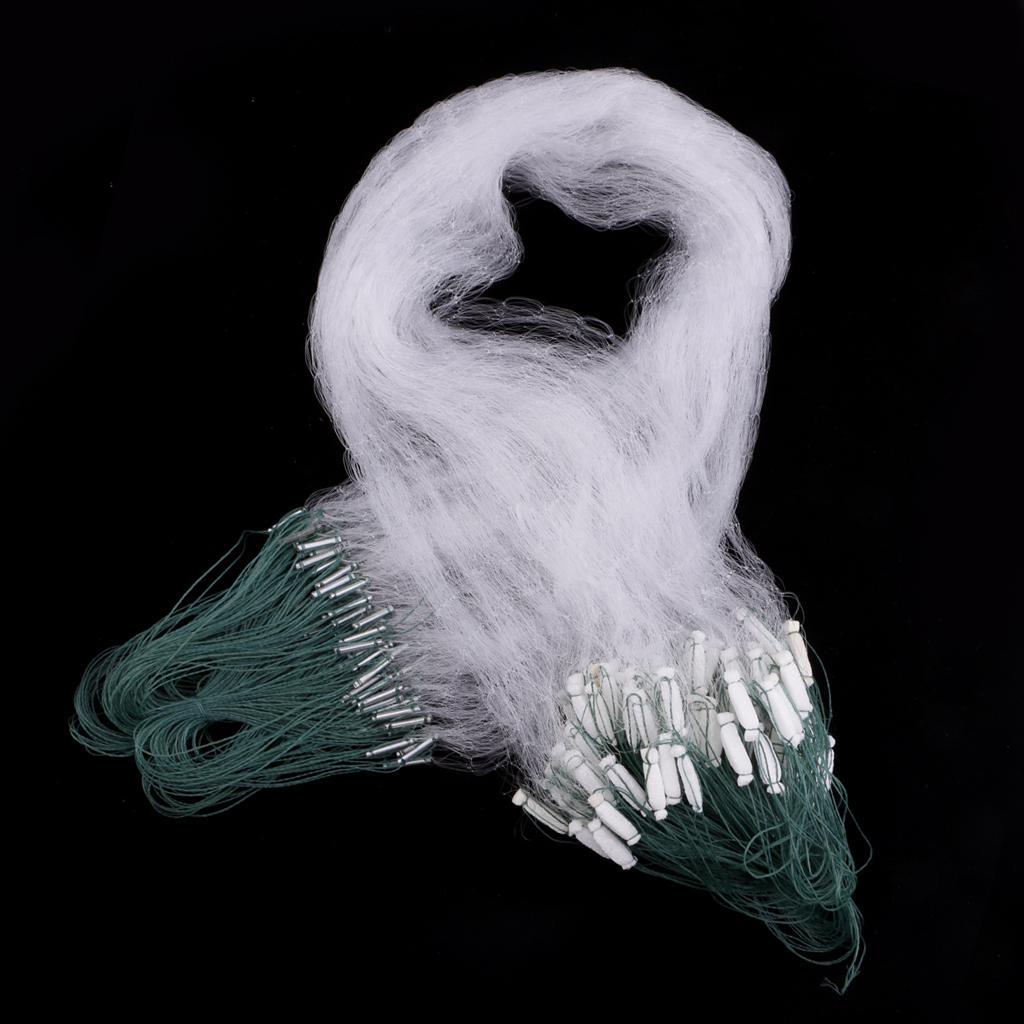 2Pcs 20m Polyethylene Sticky Single Layers Clear Green Bait Trap Monofilament Fishing Gill Net with Floating Screen Mesh Trap