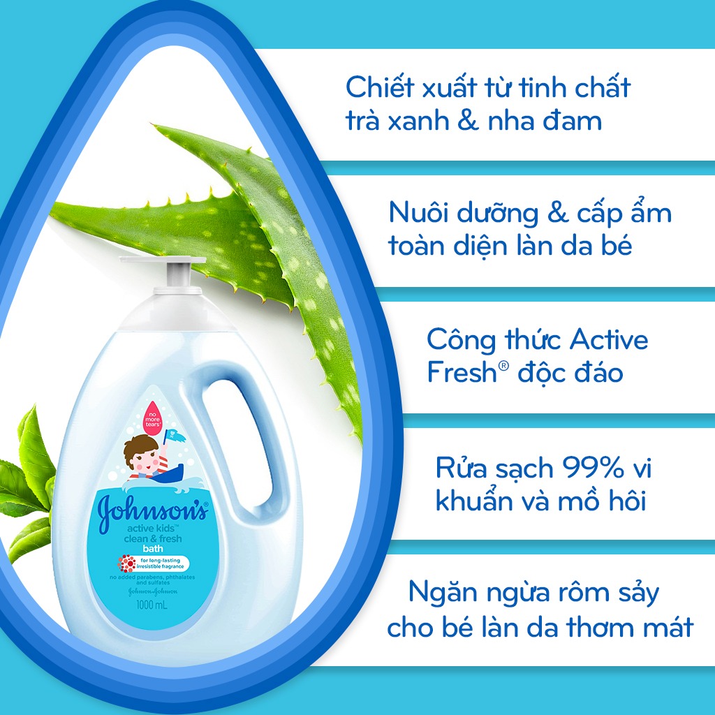 Bộ 2 Chai Sữa Tắm Johnson's Baby Cho Bé - Milk Rice & Active Fresh - Dung Tích 1000mlx2