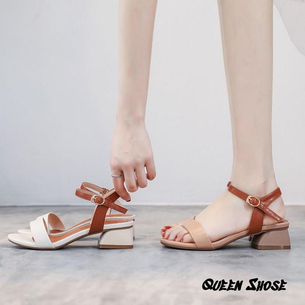 Giày cao gót nữ quai mảnh - Sandal cao gót quai mảnh gót vuông 4 phân