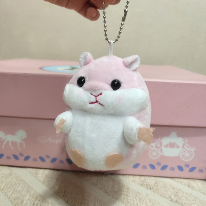 Móc khóa gấu bông Hamster 9cm màu hồng