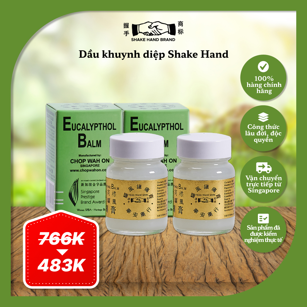 Combo 2 Dầu khuynh diệp Singapore Shake Hand Wah ON hỗ trợ cấp tốc tình trạng đau nhức vai gáy & vết ngứa do côn trùng cắn (36g x2)