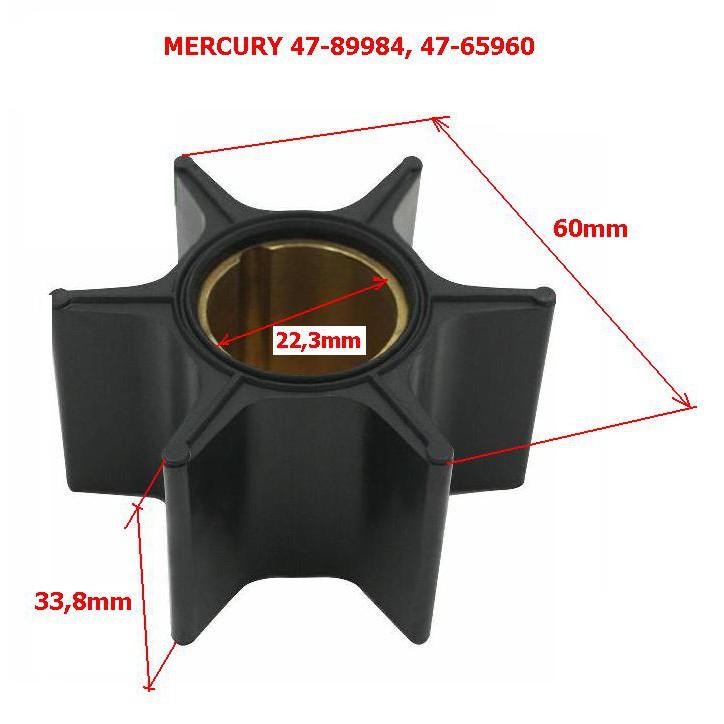 Cánh quạt Đài Loan bơm nước làm mát cano MERCURY 65HP,...225HP, 47-89984 47-89984T 47-65960