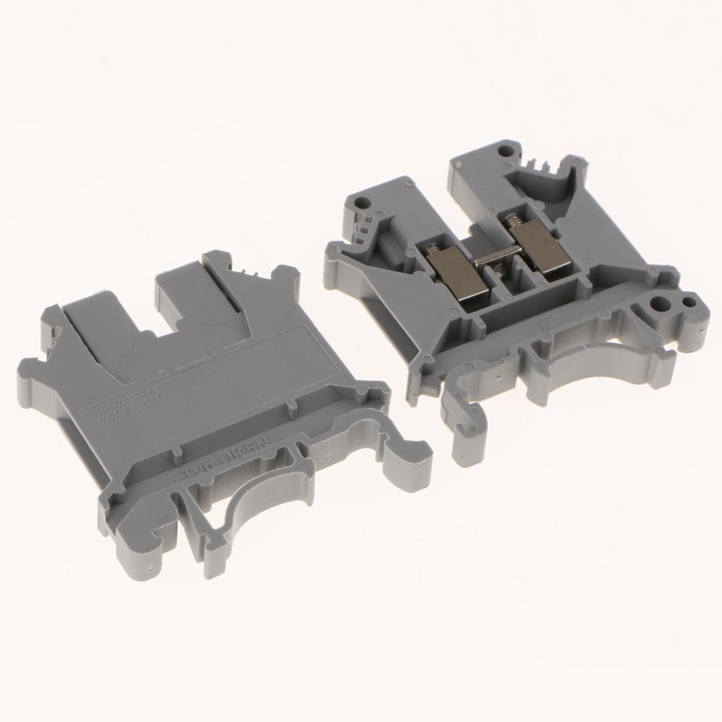 10 Pcs DIN Rail Terminal Block Screw Type UL 800V 0.2-4mm² gray UK-5N