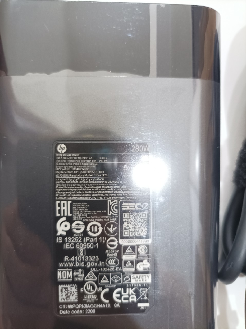 Sạc dành cho Laptop HP Omen 16-n0033dx 20V 14A 280W - Hàng nhập khẩu