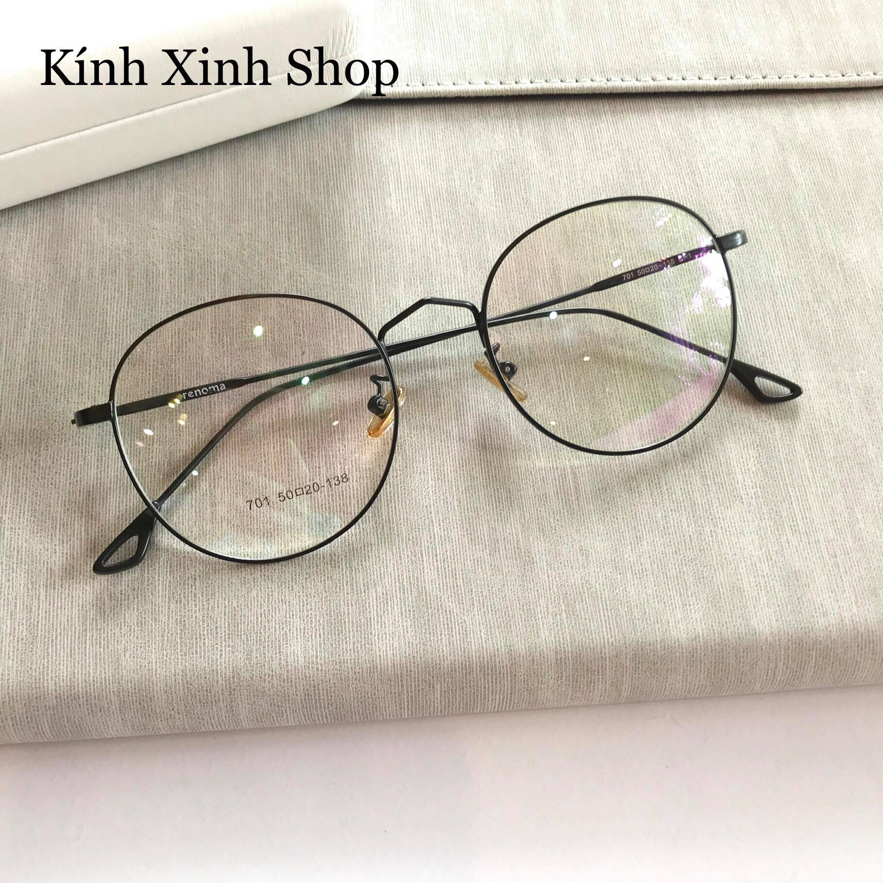 Kính Mắt Tròn Kim Loại Phong Cách Vintage Chống Ánh Sáng Xanh - Kính Xinh