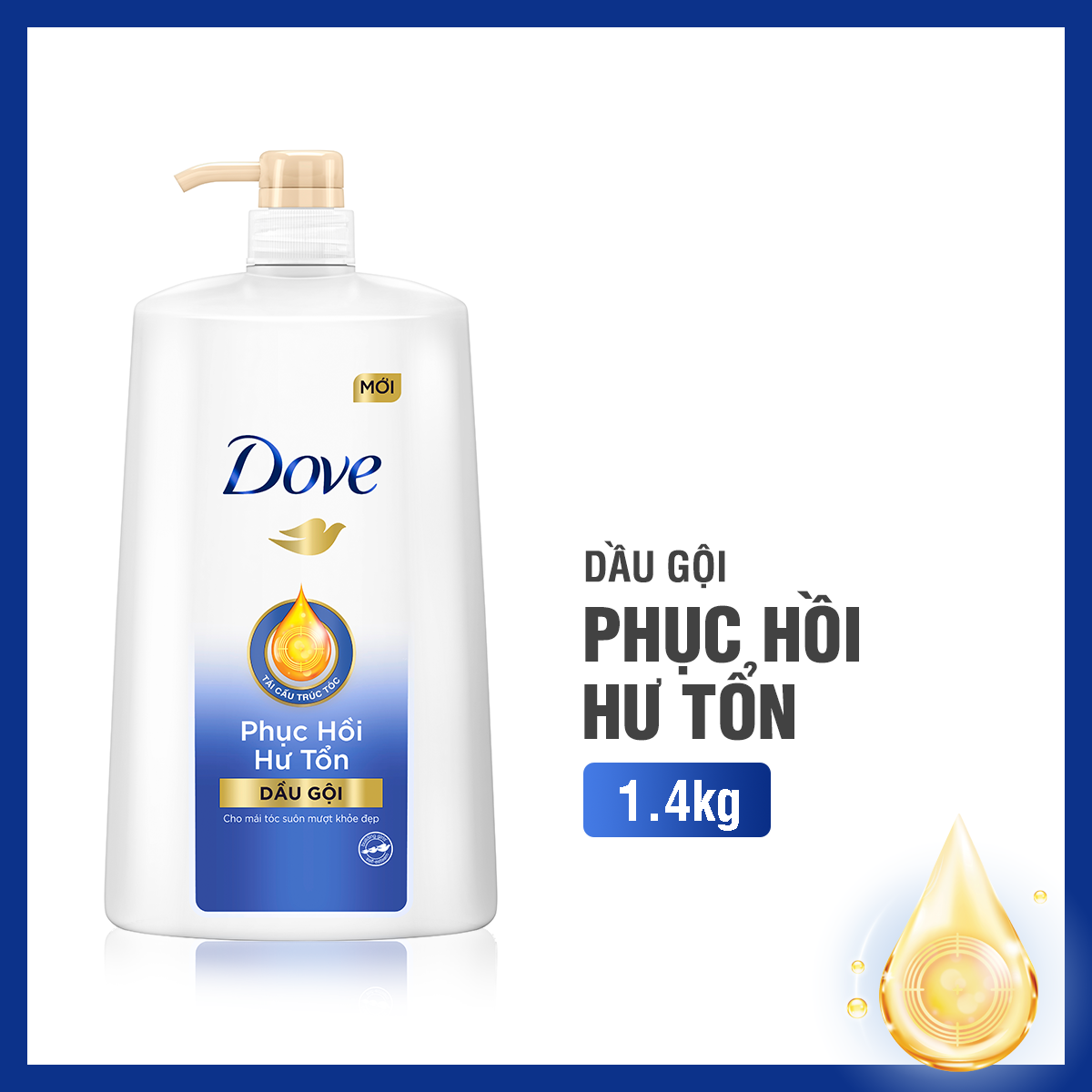 Dầu gội Dove Phục hồi hư tổn Với Công nghệ Định vị Hư tổn giúp tóc suôn mượt khỏe đẹp 1.4 KG