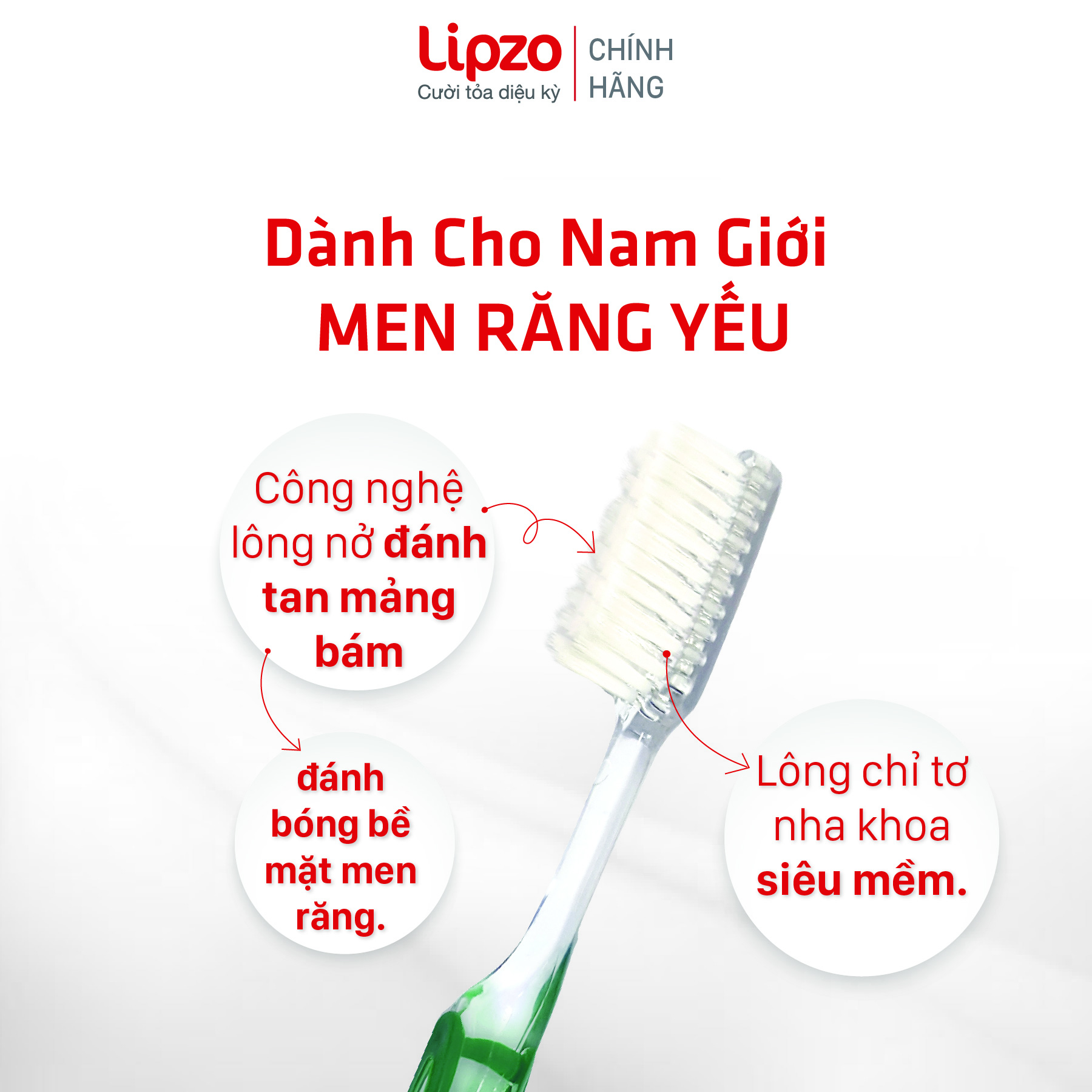 Combo 3 Bàn Chải Đánh Răng LIPZO Pro For Man Công Nghệ Lông Nở Kết Hợp Chỉ Tơ Nha Khoa Dành Cho Nam Giới Mem Răng Yếu