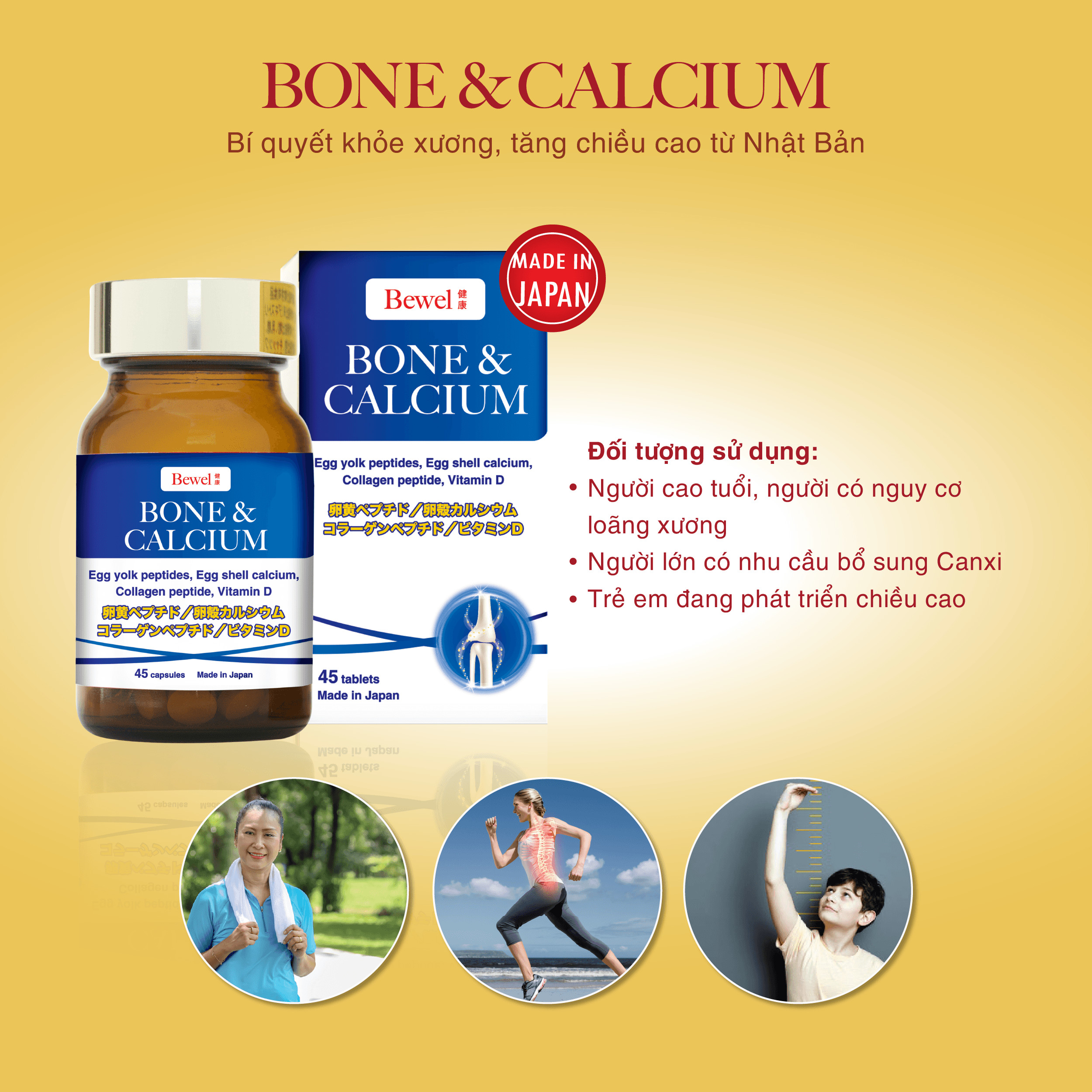 Thực phẩm chức năng Chăm sóc toàn diện cho Xương thương hiệu Waki Pharma - Bewel Bone & Calcium