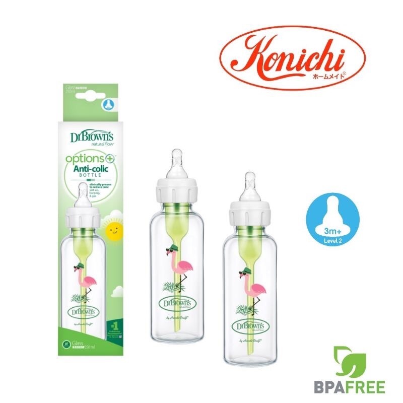 Bình sữa thủy tinh Dr.Brown's Options Plus cổ thường 250ml