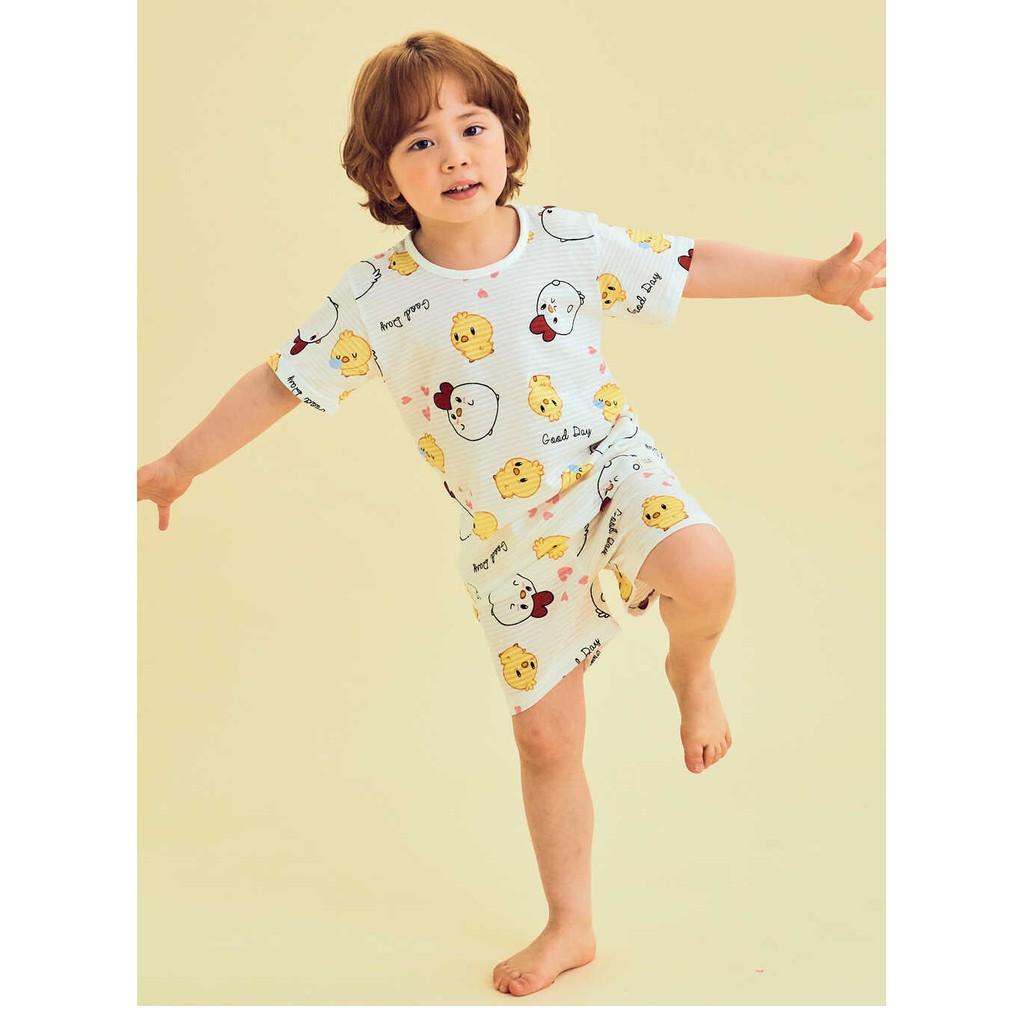 BỘ NGẮN CAO CẤP CHO BÉ NỘI ĐỊA HÀN, CHẤT COTTON GIẤY ORGANIC, MẪU CON GÀ