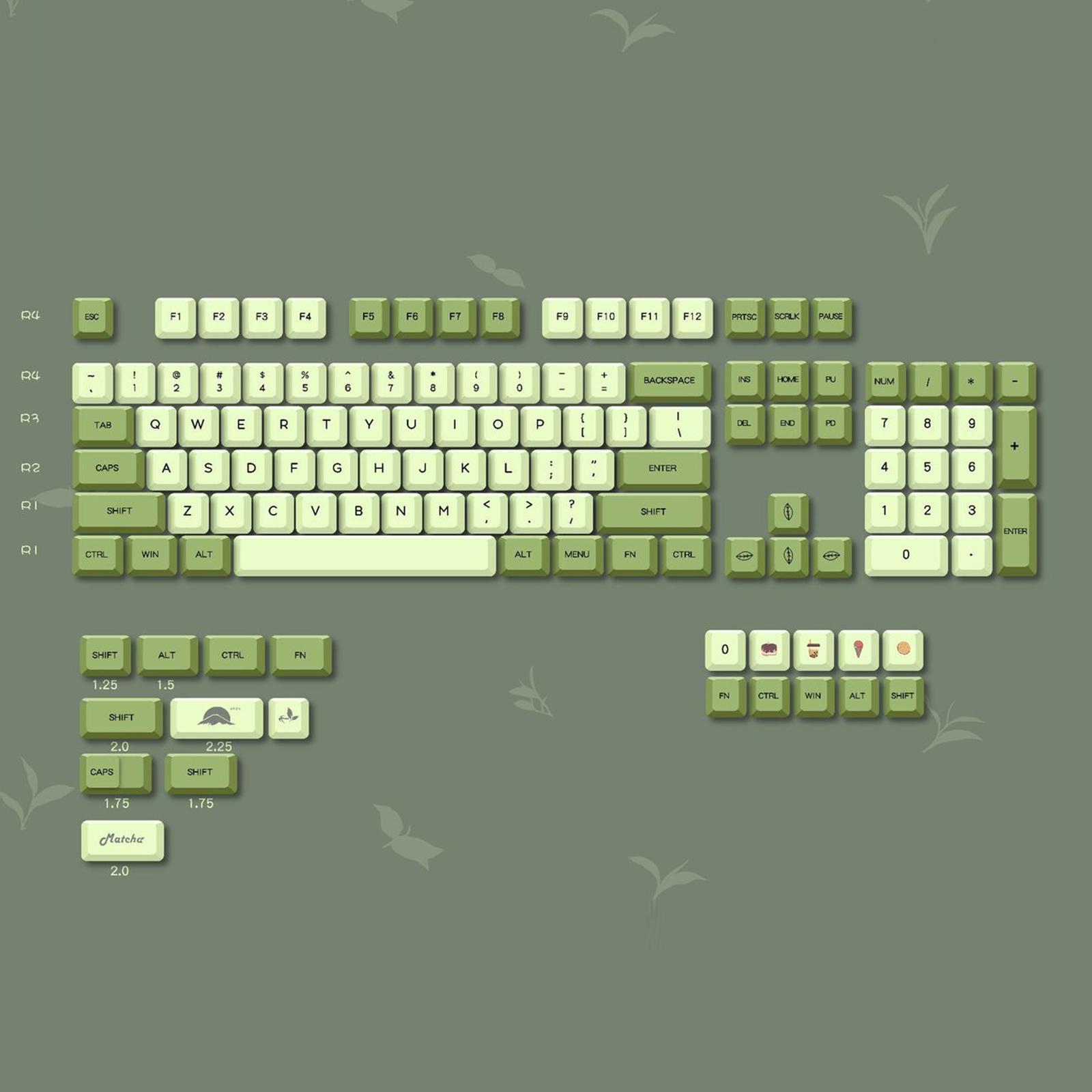 124-Key PBT Keycaps Cover for 87 98 104 108 61 63 64 68 75 Keyboard