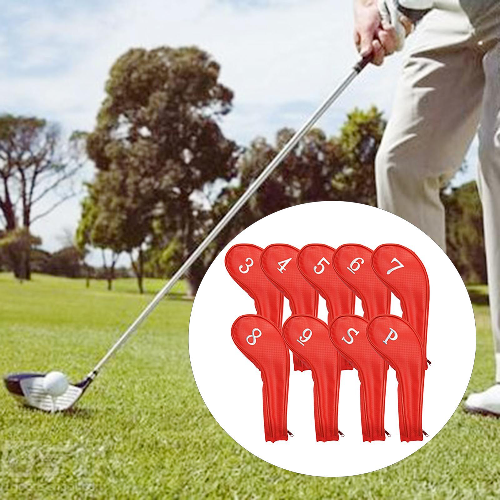 Portable 9x Golf Head Cover Club Iron Protective Headcovers Golf Accessories Red
