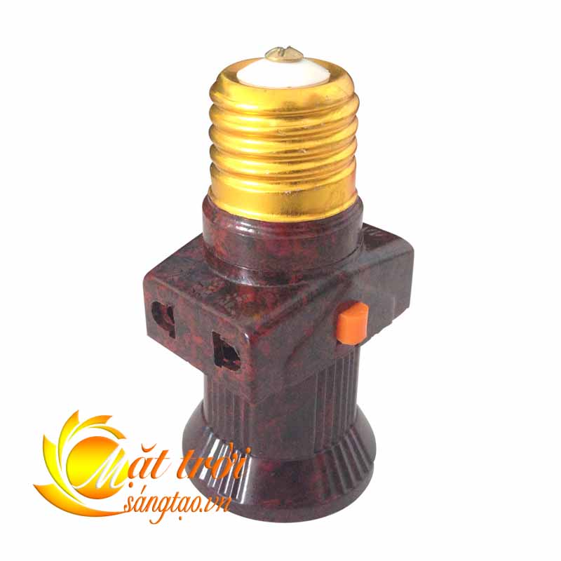 Đầu chia đui xoáy E27 ra thêm 2 ổ cắm