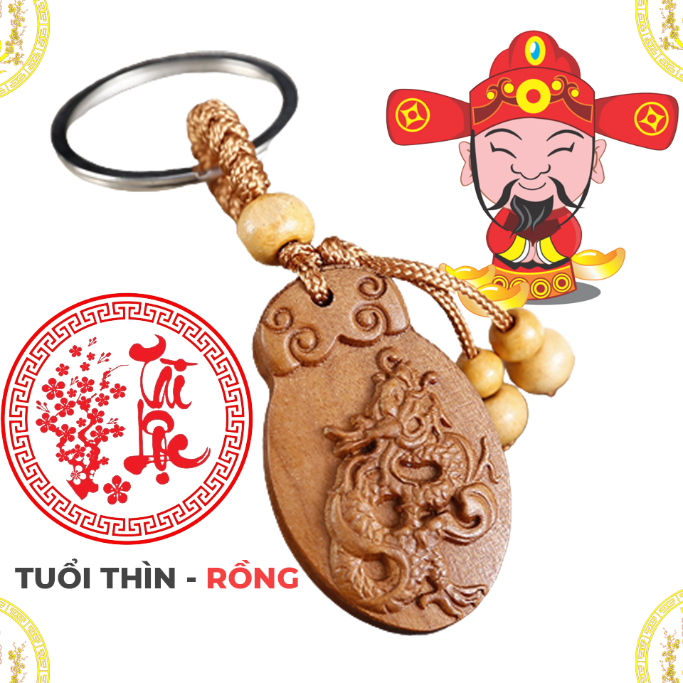 Móc Khóa Thẻ Gỗ Quý Tuổi Thìn Phong Thủy Theo Bản Mệnh - May Mắn, Tài Lộc, Công Danh, Sức Khỏe