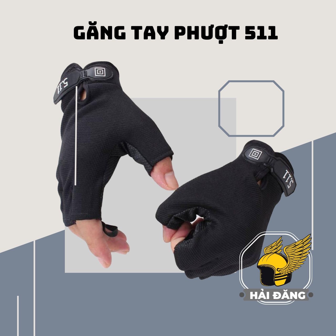 Găng tay phượt hở ngón 511, phụ kiên lái xe, tập Gym cao cấp