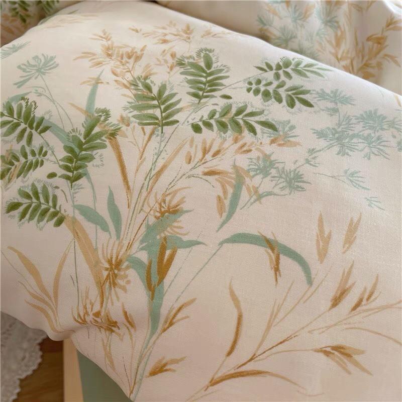 Set Chăn Ga Gối Cotton Living Hàng Nhập Khẩu Cao Cấp 4 Món Lá Trùm Thanh Mát Mùa hè