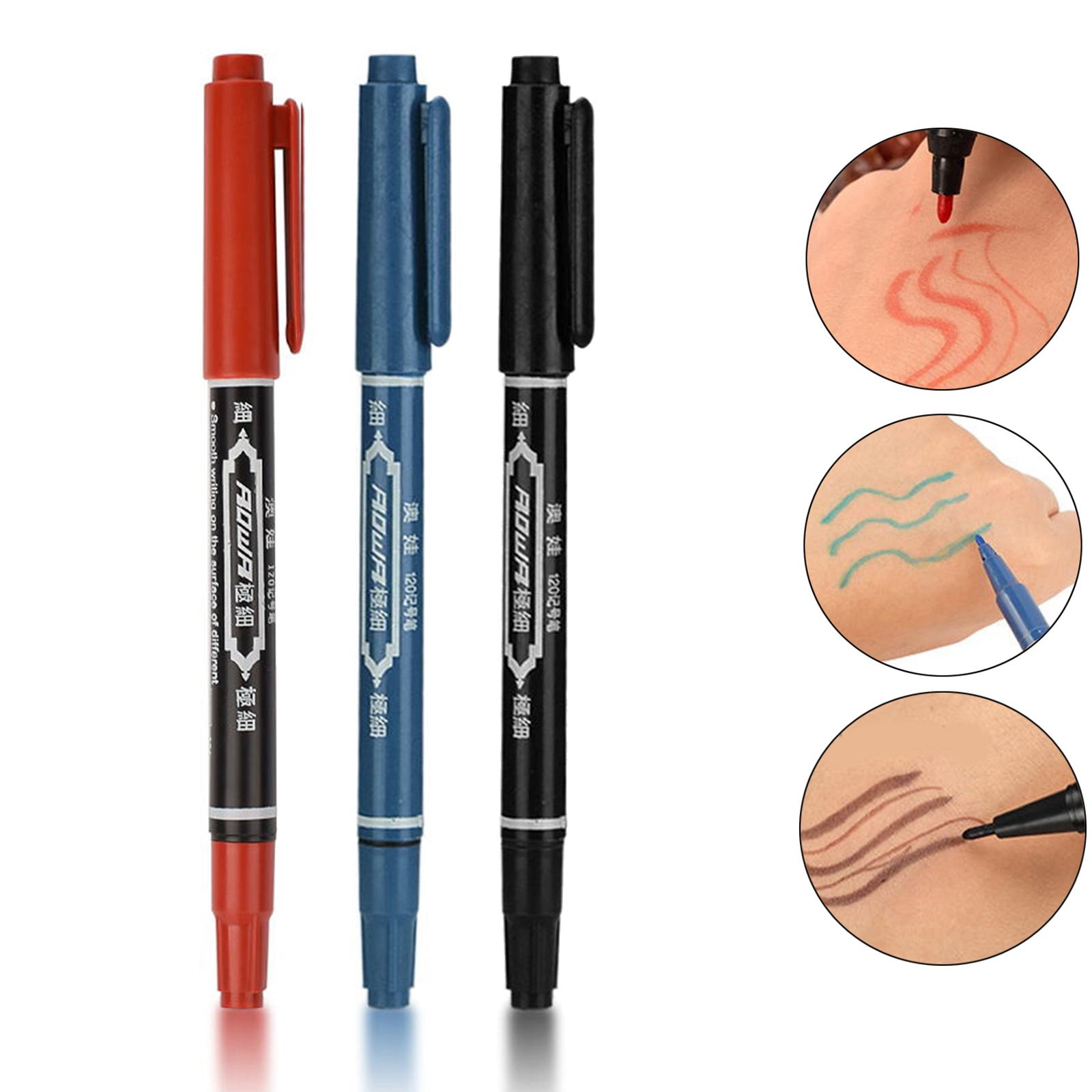 6 Pcs Double Ended Marker Pen Professional Marker anti-clog Tattoo Pencil