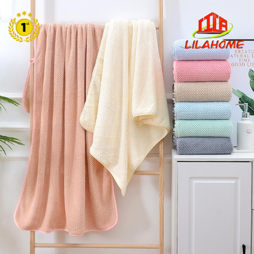 Khăn Tắm Gội Sợi Tre Bông San Hô Thấm Hút Kháng Khuẩn An Toàn Khi Sử Dụng, Kích Thước Lớn 70 x 140cm - Hàng Chính Hãng