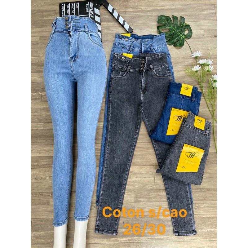 Quần jean nữ lưng siêu cao Lê huy fashion co giãn form dáng ôm túi nắp, 3 nút Ms 9270