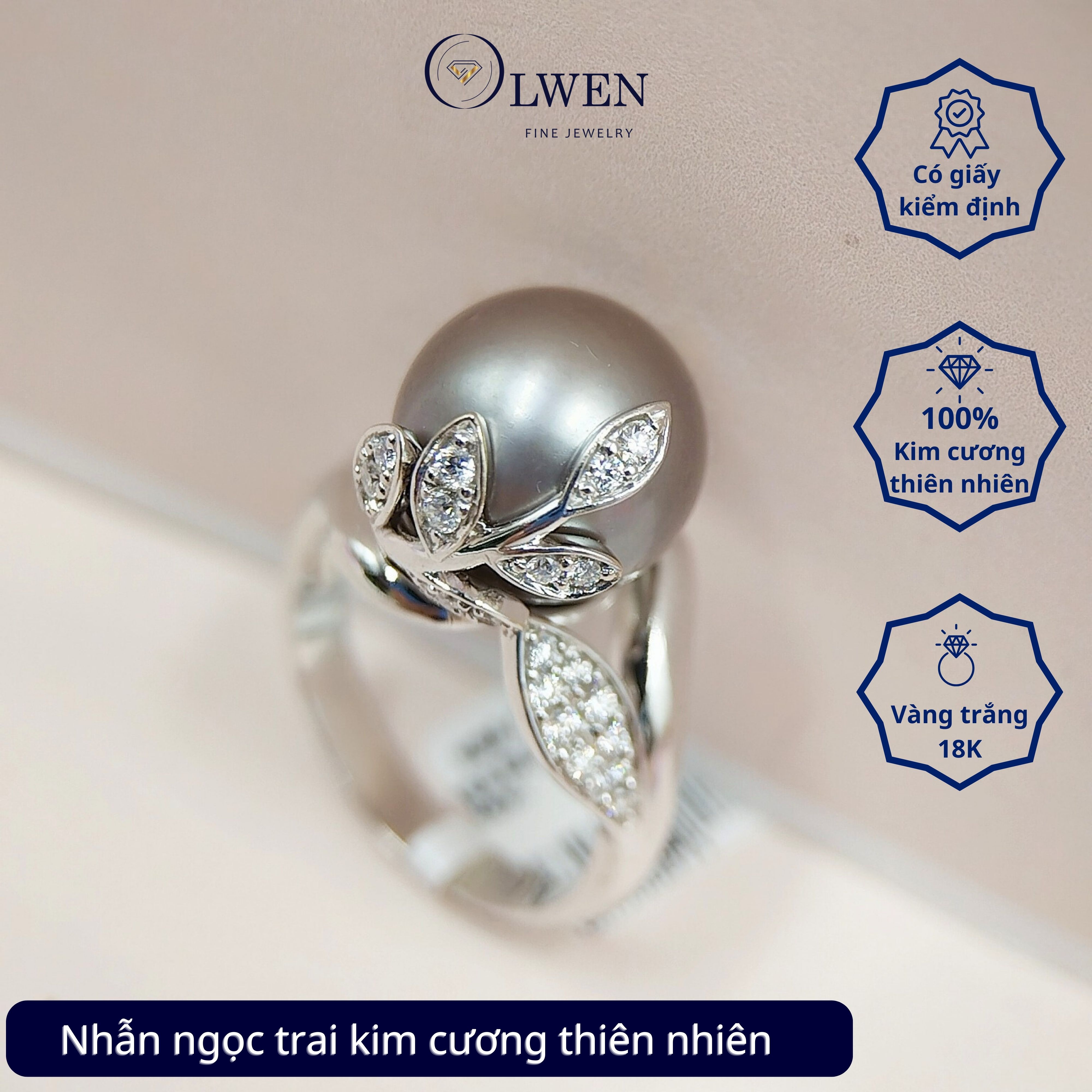 Nhẫn vàng 18K ngọc trai Olwen HA-R000090