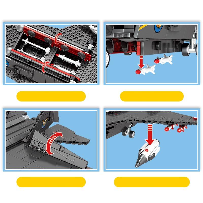 Đồ chơi Lắp Ráp Máy Bay Tiêm Kích FC-31, Sembo Block 202150 Xếp hình thông minh, Fighter Aircraft
