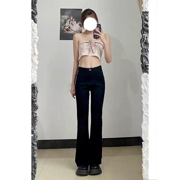 Quần Jeans Nữ Ống Loe Cạp Cao Cài Cúc Loại 1