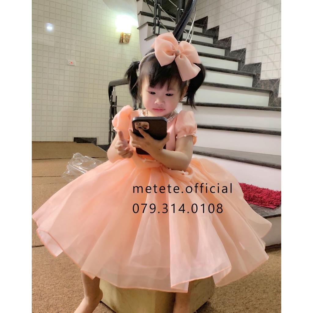 Váy đầm công chúa thiết kế cho bé gái tay bồng nơ ngực siêu bồng bềnh - Mẹ Tê Tê