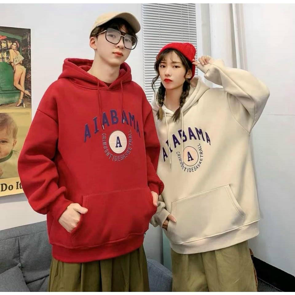 Áo Hoodie NỈ UNISEX họa tiết in chữ AIABAMA chữ A cực đẹp, Áo Hoodie Freesize Nỉ Dày Mềm Mịn Dễ Thương