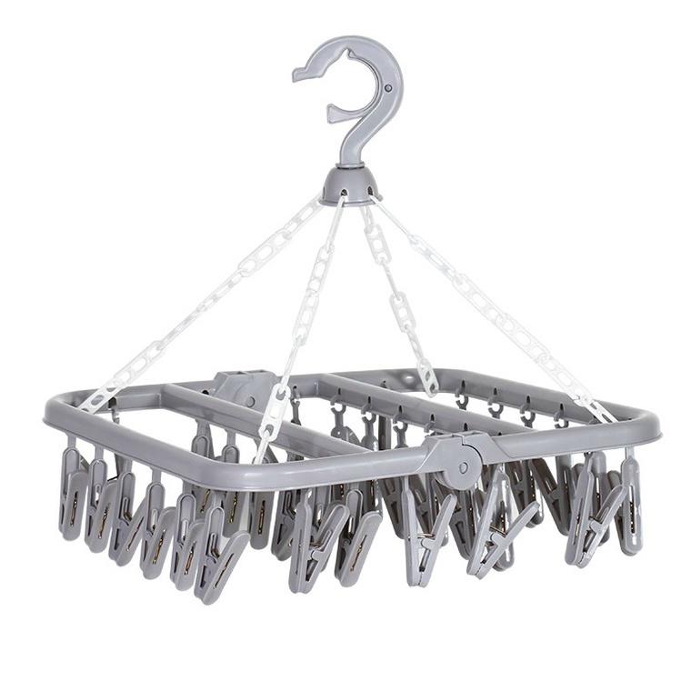 Móc Nhựa Treo Quần Áo 32 Kẹp , Móc Chùm Vuông 32 Cái Gấp Gọn Tiện Lợi