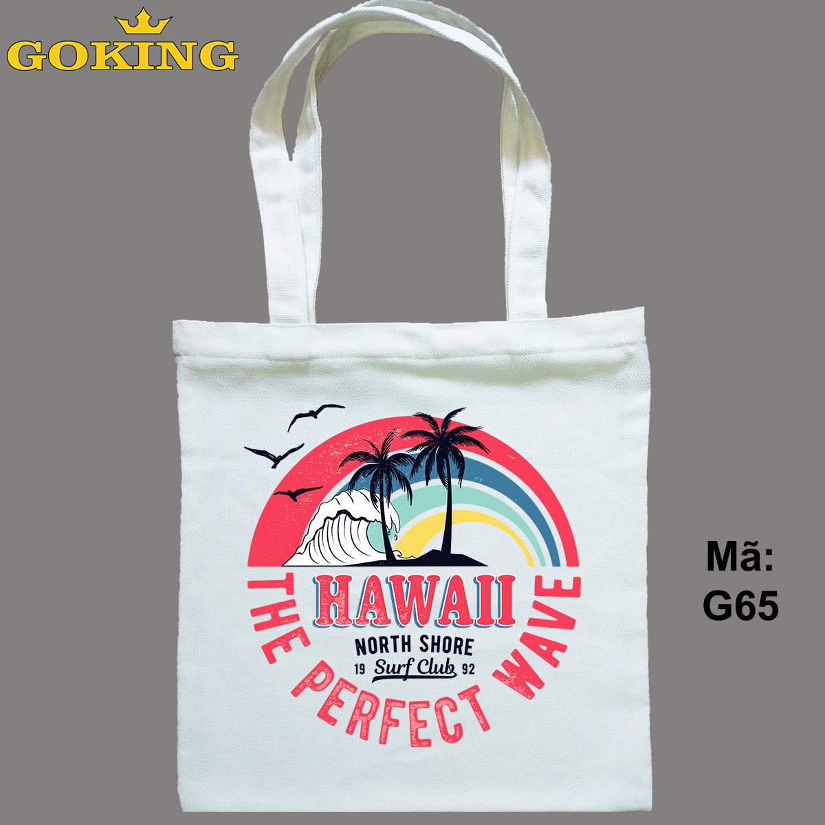 Túi xách tote, HAWAII, mã G65. Quà tặng cao cấp cho gia đình, nam nữ cặp đôi, hội nhóm, doanh nghiệp