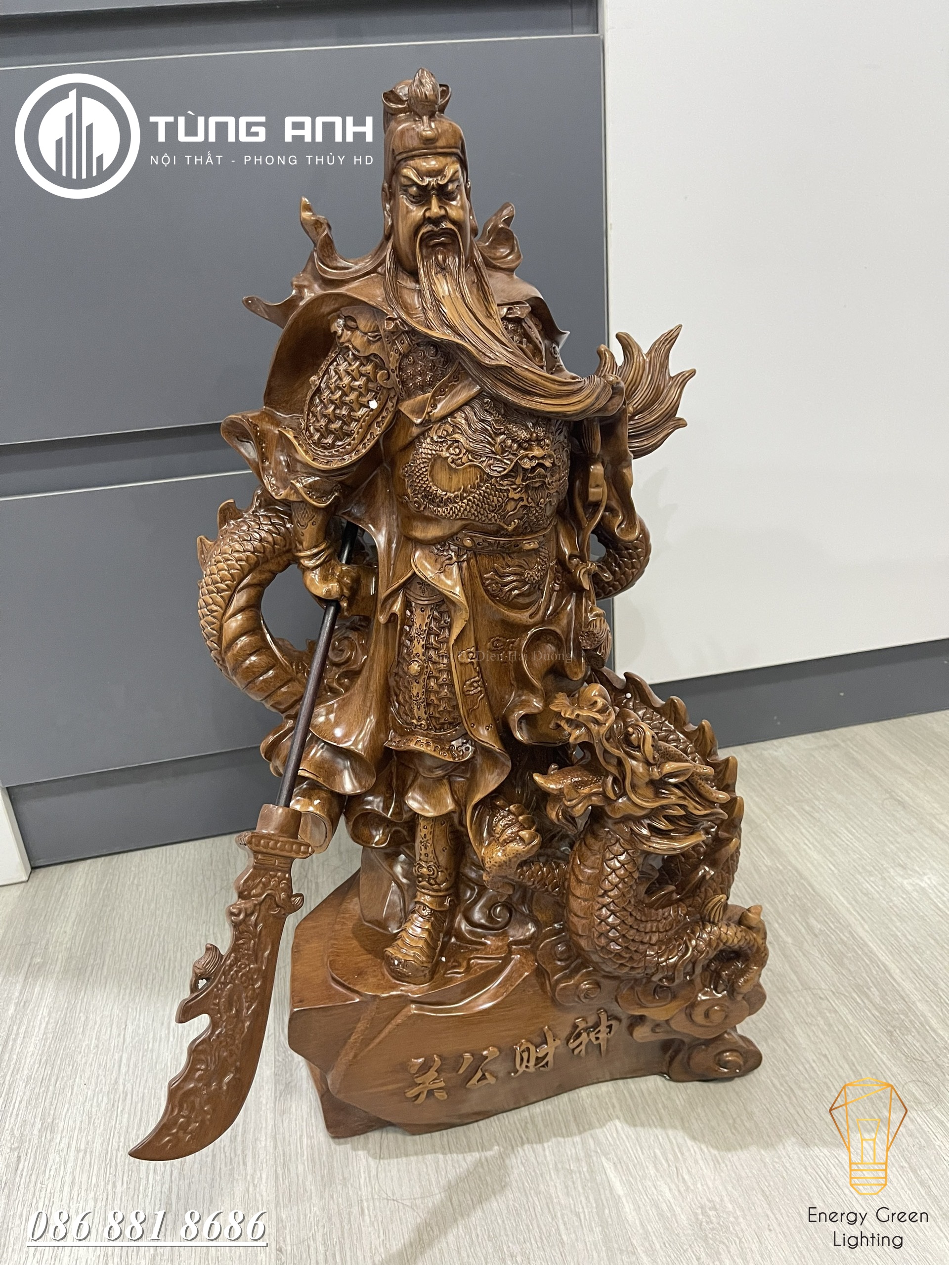 Tượng Quan Công Hàng Long Tay Cầm Thanh Long Yển Nguyệt Bảo Đao PT-22 - Mang Lại Sự May Mắn ,Tài Lộc,Bình An - Cao 60cm - Có Video