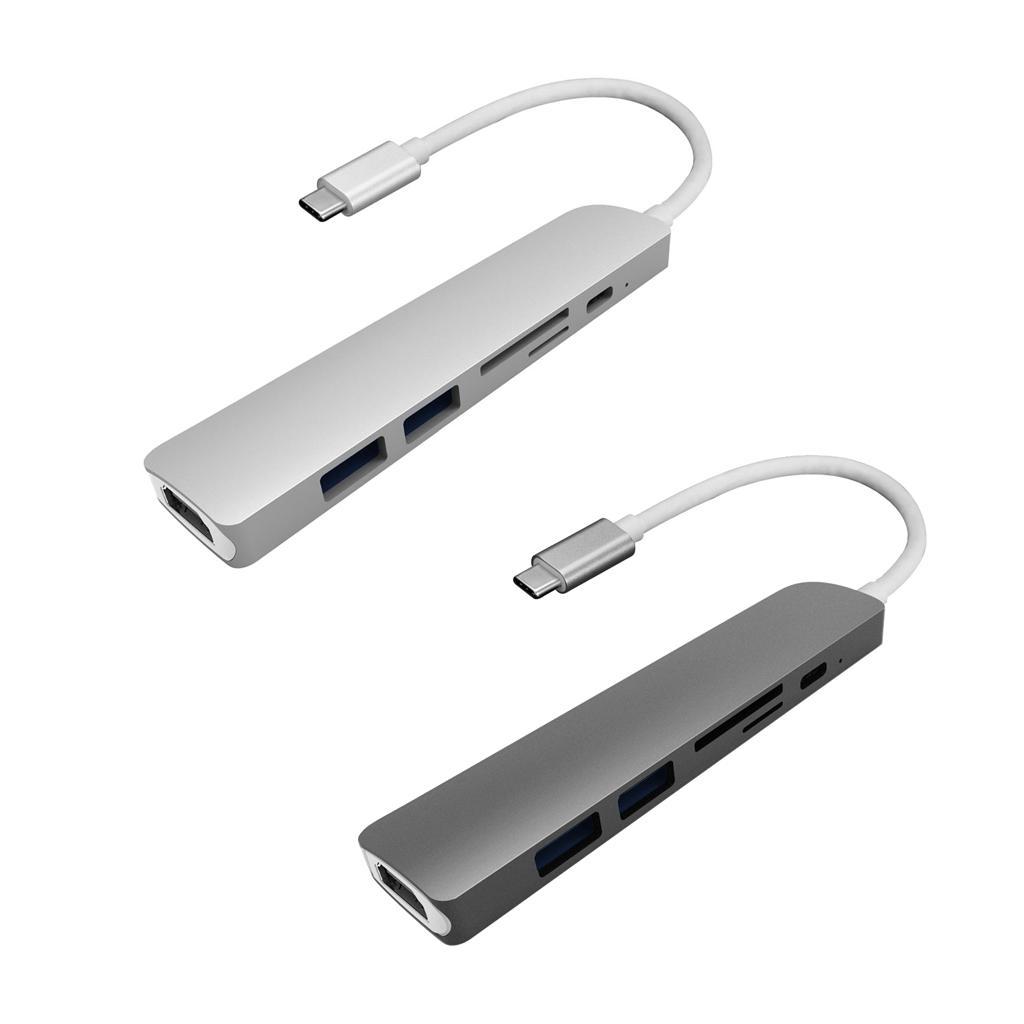 USB C HUB Adapter Type C Hub with 4K 6in1 Combo Hub for