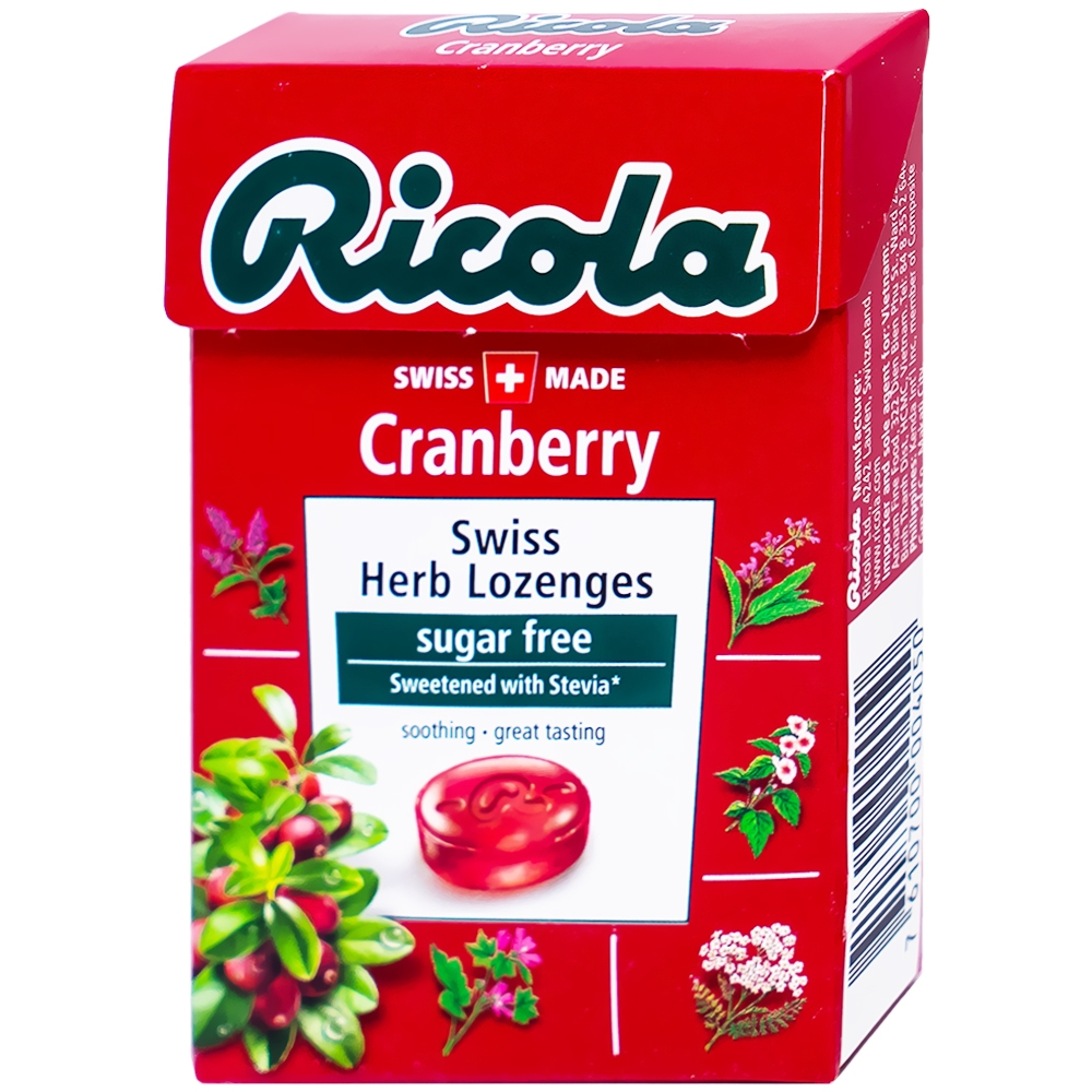 Kẹo thảo mộc trái cây Cranberry không đường Ricola 40g