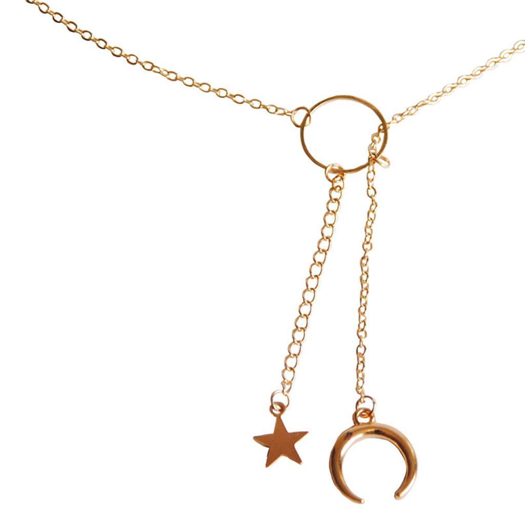 Moon Star Dangle Necklace Golden