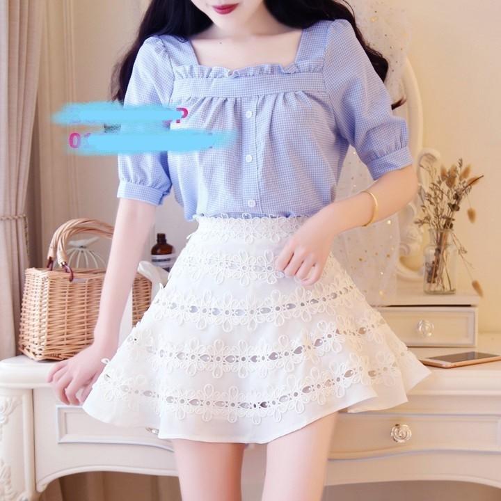 ÁO CỔ VUÔNG SỌC CARO XINH XẮN