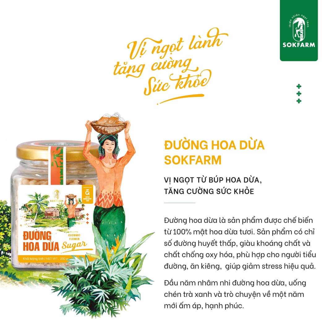 Đường hoa dừa 100% tự nhiên Sokfarm- Giúp ổn định đường huyết