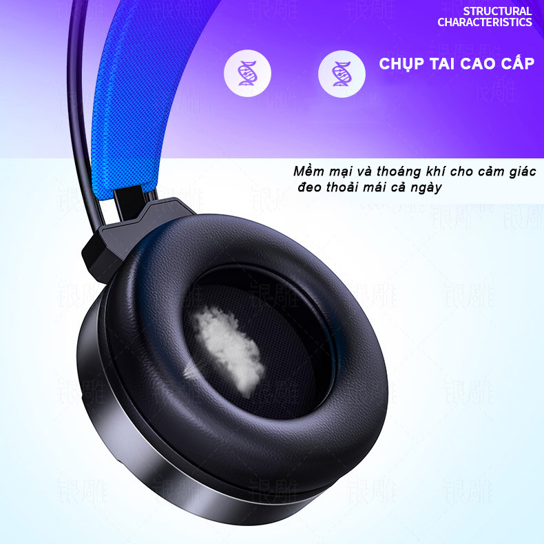 Tai nghe chụp tai gaming máy tính Over Ear SIDOTECH Q3 màu Hồng / Đen âm thanh 7.1 có mic 360 độ LED RGB lọc âm chống ồn êm ái cho game thủ chơi PUGB CSGO Liên Minh trên PC Laptop - Hàng Chính Hãng