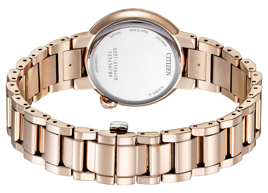 Đồng Hồ Nữ Citizen Đính Kim Cương Dây Thép Không Gỉ EM0912-84Y - Mặt Xà Cừ (Sapphire)