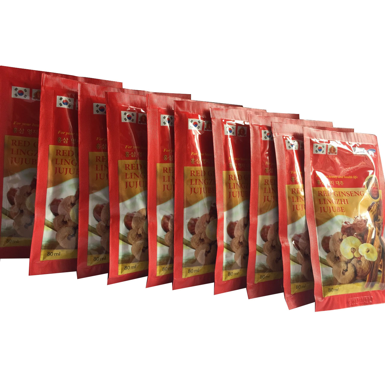 10 gói nước hồng sâm Linh chi Táo đỏ Hàn Quốc-Red Ginseng Lingzhi Jujube Gold 80ml, nước sâm bịch, nước sâm, PP Sâm Yến Thái An