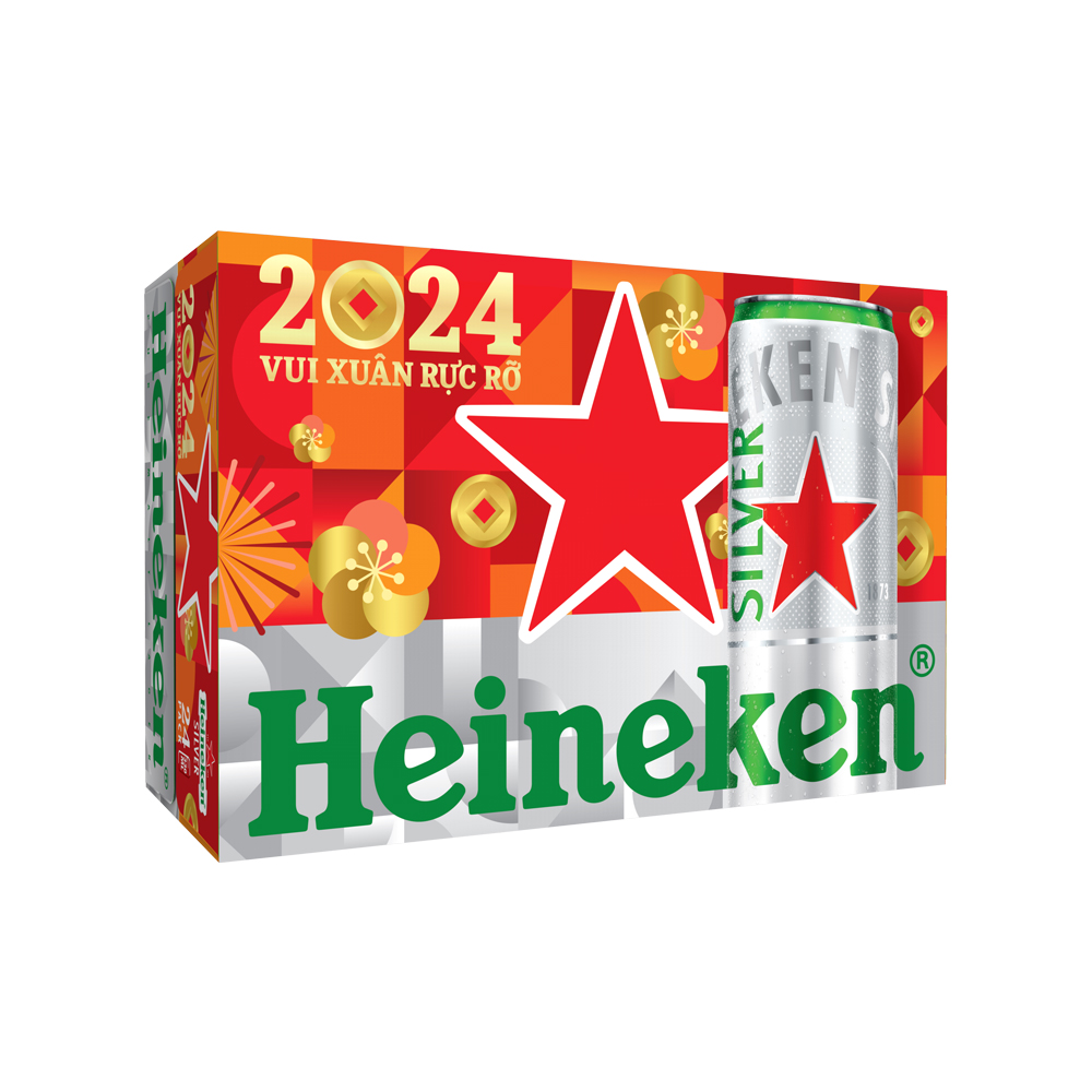 Thùng 24 lon cao Heineken Silver - Bao bì Xuân